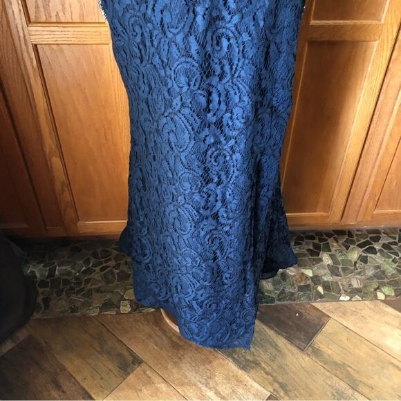 Vintage RINA Di MONTELLA Navy Blue Beaded Gala Wedding Maxi Dress Gown - 16 - Picture 4 of 16